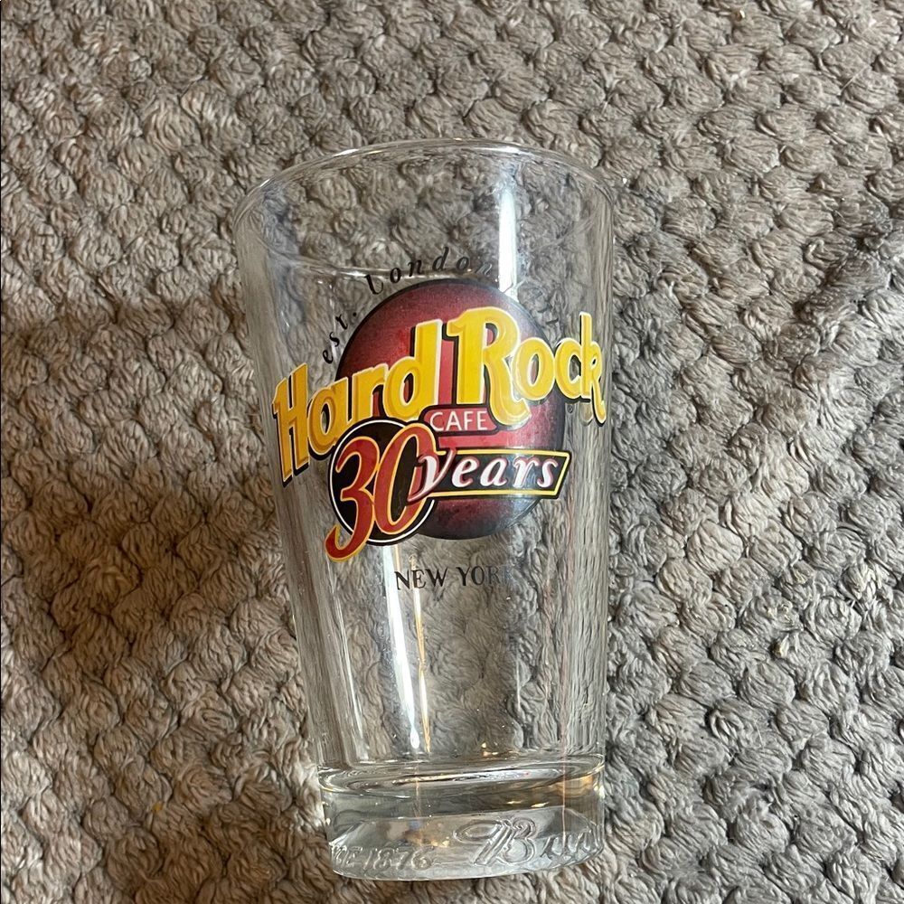Hard Rock Cafe New York 30 Years Glass with Yellow and Red Logo